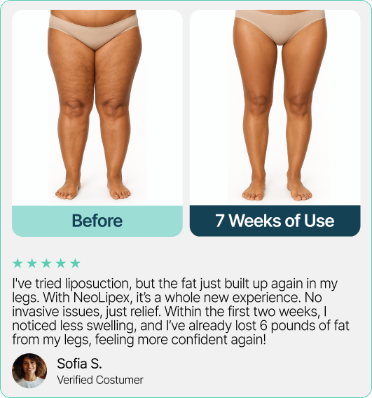 I've tried liposuction, but the fat just built up again in my legs. With NeoLipex, it’s a whole new experience. No invasive issues, just relief. Within the first two weeks, I noticed less swelling, and I’ve already lost 6 pounds of fat from my legs, feeling more confident again!